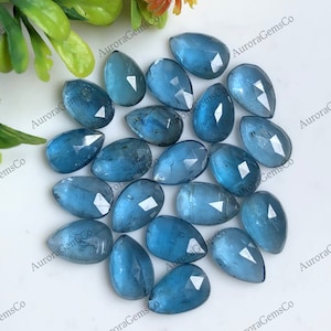 Neon Kyanite Rose Cut Gemstone 6x9mm Flat Back - Paraiba Color Faceted Kyanite Pear Shape Gemstone  Lot For Jewelry Making