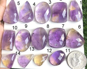 Ametrine Faceted Cabochon, Natural Semi Precious Gemstone For Jewelry Making, Ametrine Faceted Loose Gemstone Pendants Jewelry LOT - 574