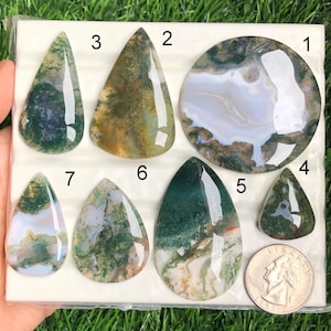 Moosachat Cabochon, Natürlicher Halbedelstein für die Schmuckherstellung, Handgeschliffene Cabochons, Schutzkristall Lot-224