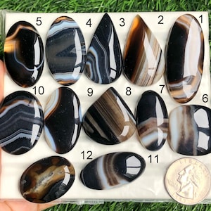 Cabochão de ágata listrada para fabricação de pingentes, pedra preciosa de ágata listrada natural, suprimentos para fabricação de joias e artesanato, faça você mesmo, joias feitas à mão, lote 221