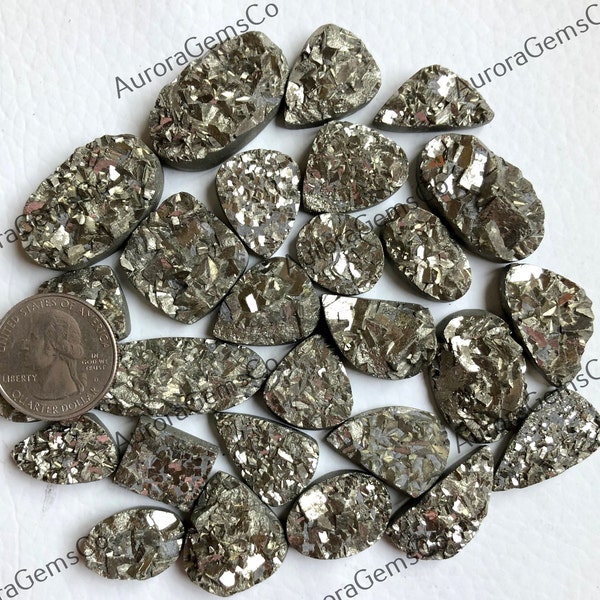 AAA Pyrite Druzy Cabochon, Wholesale Lot Mix Shapes and Size, Best Natural Pyrite for jewelry & DIY Craft making