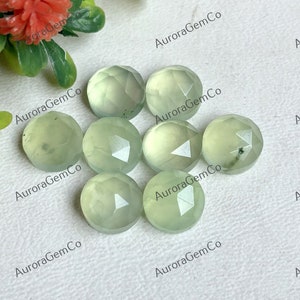 Prehnit Rose geschnitten Edelstein, 10mm runde Form Edelstein flache Rückseite 8 Stück Lot für Schmuckherstellung, handpolierter Edelstein