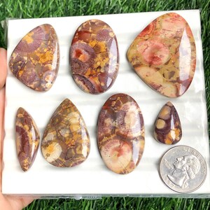 Cabochão de jaspe olho de pássaro, pedra semipreciosa natural para joalheria, pedra preciosa feita à mão, cristal de energia, cabochões de pedras preciosas, lote 227