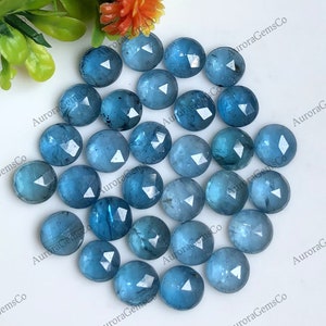 Neon Kyanite Rose Cut Gemstone 7mm Flat Back - Paraiba Color Faceted Kyanite Round Shape Gemstone 10 Pcs Lot For Jewelry Making