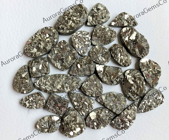 AAA Pyrite Druzy Cabochon Wholesale Lot Mix Shapes and Size Best