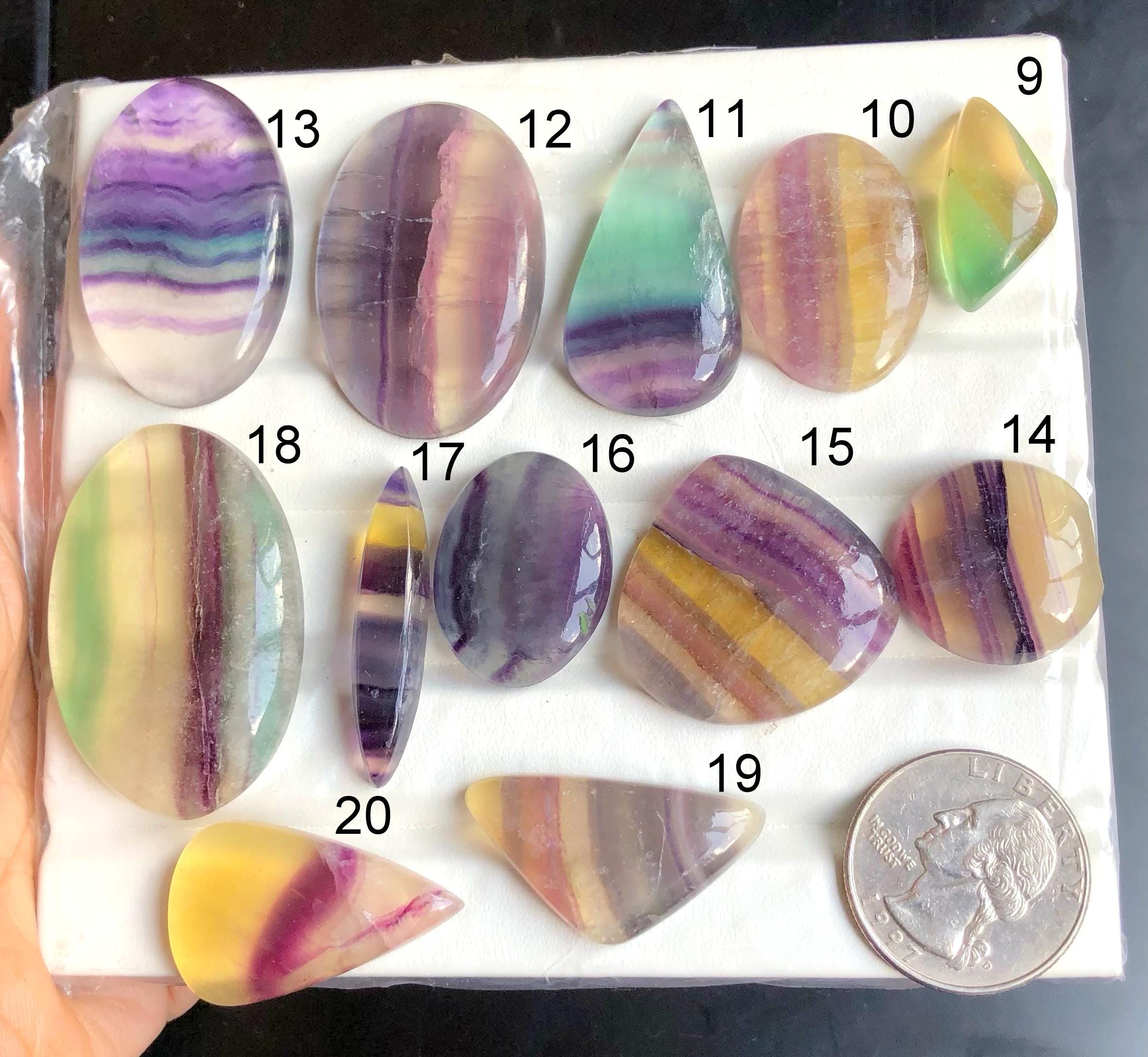 Flourite Cabochon, Natural Semi Precious Gemstone For Jewelry Making, Handmade Cabochons, Birthstone Jewelry, Power Crystal LOT - S71