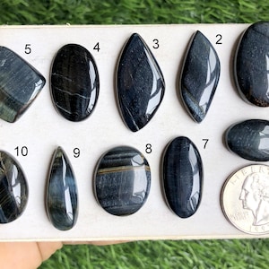 Cabochon di occhio di tigre blu, pietra semipreziosa naturale per la creazione di gioielli, pietra preziosa fatta a mano, pietra preziosa curativa, pietra preziosa sciolta LOTTO - S89