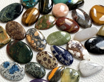 Lote al por mayor de cabujones de piedras preciosas variadas, formas y tamaños diversos, el mejor cristal natural para la fabricación de joyas y manualidades.
