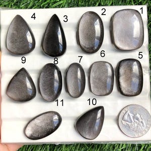 Zilverglans obsidiaan cabochon, groothandel partij mix vormen en maten, beste natuurlijke zilverglans obsidiaan voor sieraden en ambachtelijk maken, lot-267