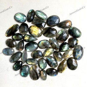 Cabochão facetado de labradorita de alta qualidade, lote de atacado, formas e tamanhos mistos, melhor labradorita azul natural para joias e artesanato faça você mesmo