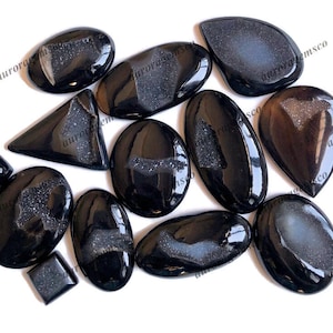 Cabochão druzy de janela preta de qualidade AAA + lote de atacado, formas e tamanhos mistos, melhor druzy de janela preta natural para joias e fabricação de artesanato DIY