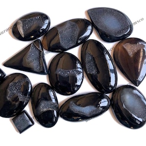 AAA+ Quality Black Window Druzy Cabochon Wholesale Lot, Mix Shapes and Size, Best Natural Black Window Druzy for jewelry & DIY Craft making