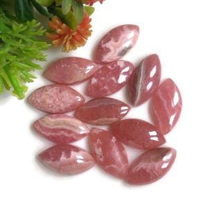 Rhodochrosiet cabochons 8 x 16 mm, vorm gekalibreerde marquise 10 stuks Lot voor het maken van sieraden, handgemaakte rhodochrosietsieraden van hoogwaardige kwaliteit