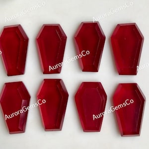 Granada vermelha, 10 x 16 mm, pedra preciosa em formato de caixão, um lote de 10 peças de quartzo granada de qualidade única, lapidada em degraus com fundo plano, pedra preciosa solta para joias