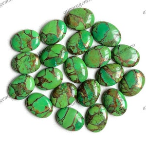 Green Mojave Copper Turquoise 13x18mm Oval Cabochon, Mohave Copper Turquoise Loose Gemstone Lot For Earring Pendant And Jewelry Making
