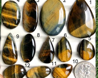Multi Tiger's Eye Gemstone Cabochons, Natural Semi Precious Gemstone For Jewelry Making, Hand Polished Cabs  lot-452