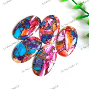 Pink Mohave Copper Turquoise Cabochon Lot, CALIBRATED 20x30mm Oval Mojave Pink Orange Dahlia Turquoise Loose Gemstone Use For Jewelry making