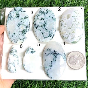 Cabochão de ágata musgosa, pedra semipreciosa natural para fabricação de joias, cabochão feito à mão, pingente criativo de pedra preciosa, lote 167