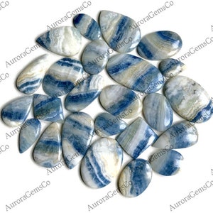 Lote de cabochão de pedra preciosa Scheelite azul, formas e tamanhos misturados por peso, pedra preciosa de rodocrosita azul natural para fazer joias, cristal de cura