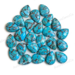 Turchese blu Mohave Copper, dimensioni 10 x 14 mm, pietra preziosa sciolta calibrata a forma di pera, da utilizzare per la creazione di gioielli, gemme curative, regalo per San Valentino