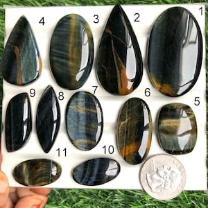 Selected Blue Tiger&#39;s Eye Cabochon, Natural Semi Precious Gemstone For Jewelry Making, Tiger&#39;s Eye Power Crystal, Gift Jewelry lot-426