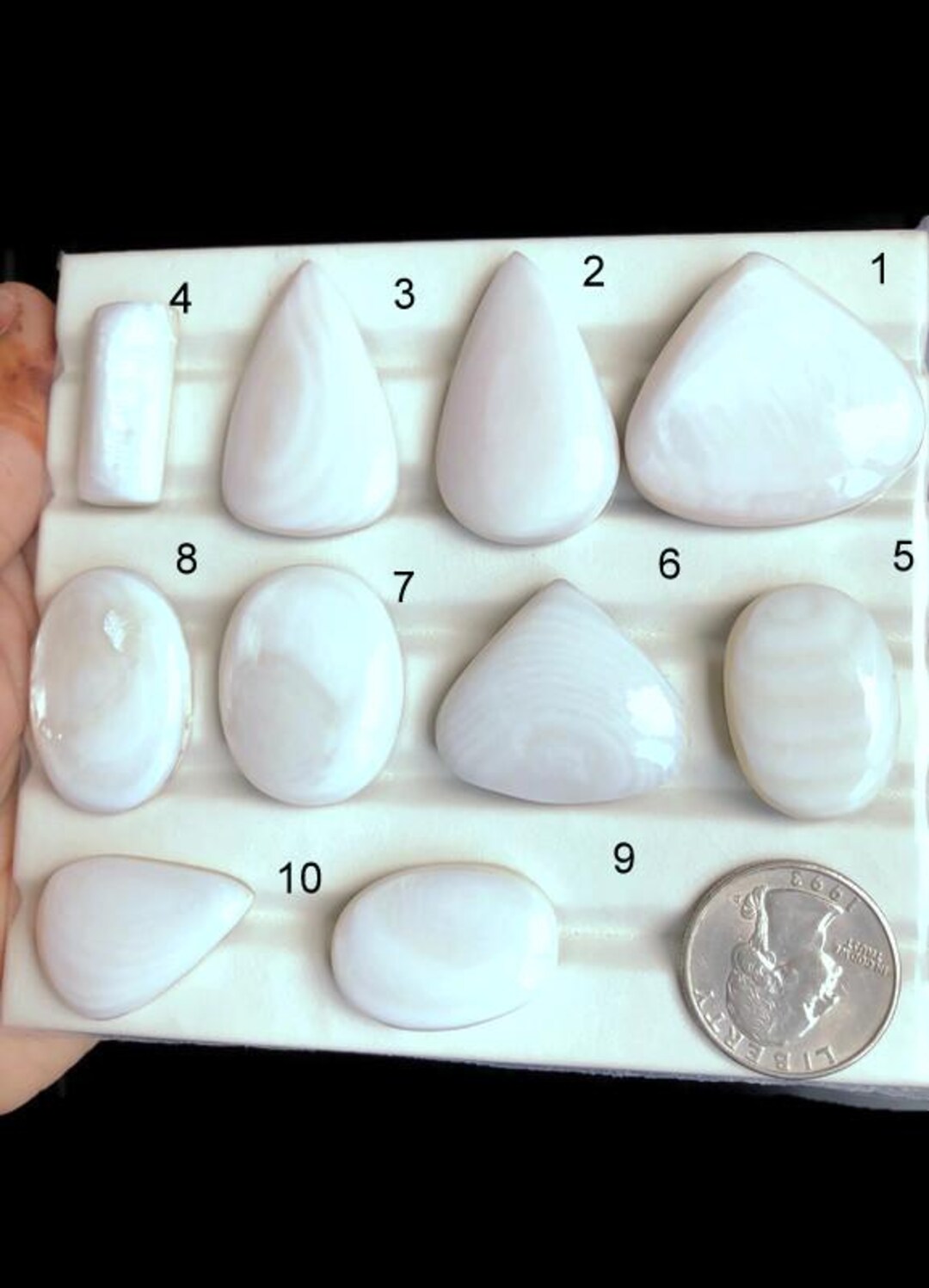 White Shell Cabochon, Natural Semi Precious Gemstone for Pendants ...
