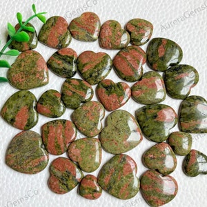 Cabochão Unakite Jasper em forma de coração, lote de atacado de formas e tamanhos mistos, melhor Jasper Unakite natural para fazer joias e artesanato DIY
