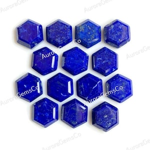 Pierres précieuses de lapis-lazuli, taille 10 mm, forme hexagonale, pierre précieuse coupée par étapes pour la fabrication de bijoux, dos plat, 10 pcs / lot de pierres précieuses en vrac, bijoux en cristal