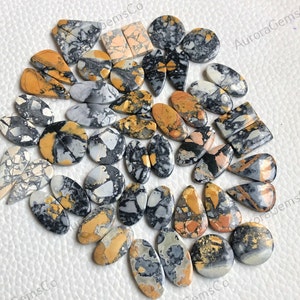 Par de cabochões Maligano Jasper, atacado lote de formas e tamanhos mistos, melhor Jasper Maligano natural para fazer joias e artesanato DIY