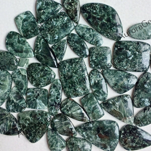 Seraphinite Cabochon Wholesale Lot, Mix Shapes and Size, Best Natural Seraphinite for jewelry & DIY Craft making