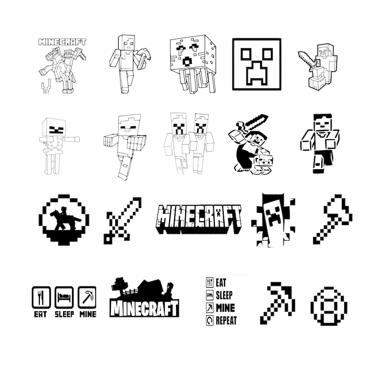 Minecraft SVG Bundle SVG Cricut Minecraft Creeper Mini Game | Etsy UK