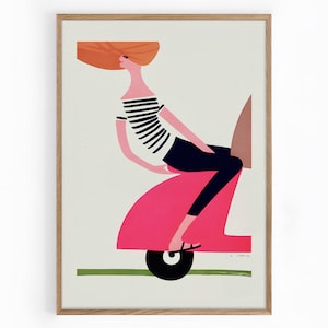 Mid Century Modern Art Print. Advertisement Poster, Scooter. Vintage Vespa, 1959. Digital Download