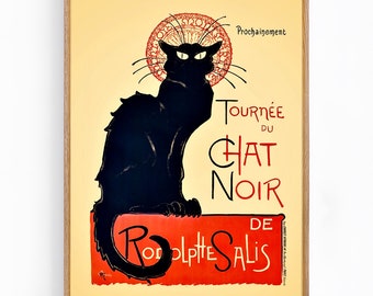 Le Chat Noir Poster: Vintage Black Cat Art Nouveau Print (digital