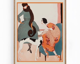 Impresión de moda de los años 20: Portada de la revista Greyhound, estilo Art Nouveau (descarga digital)