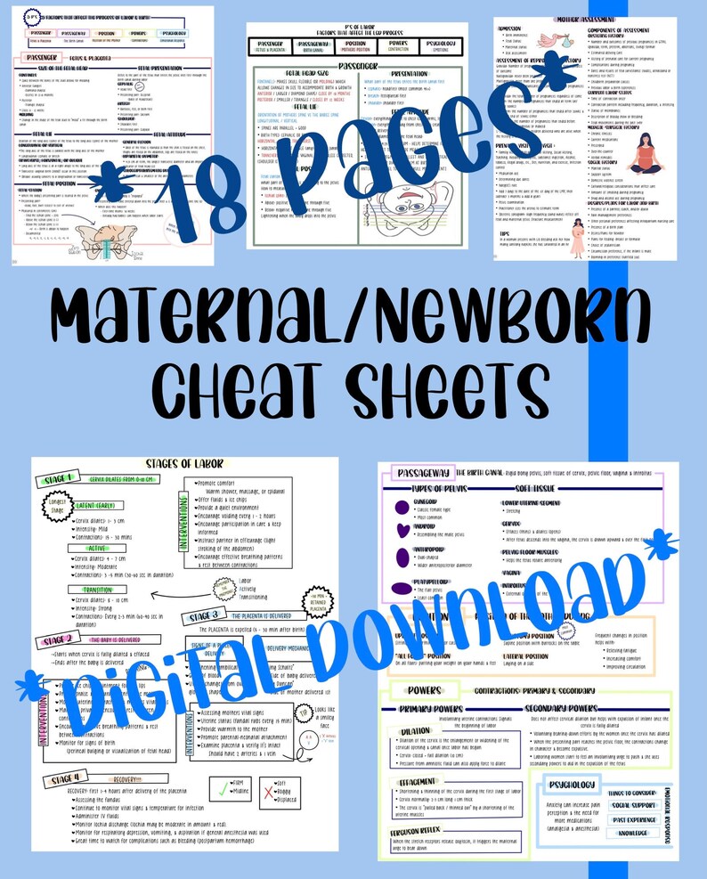 Maternal/newborn Cheat Sheets Nursing School - Etsy