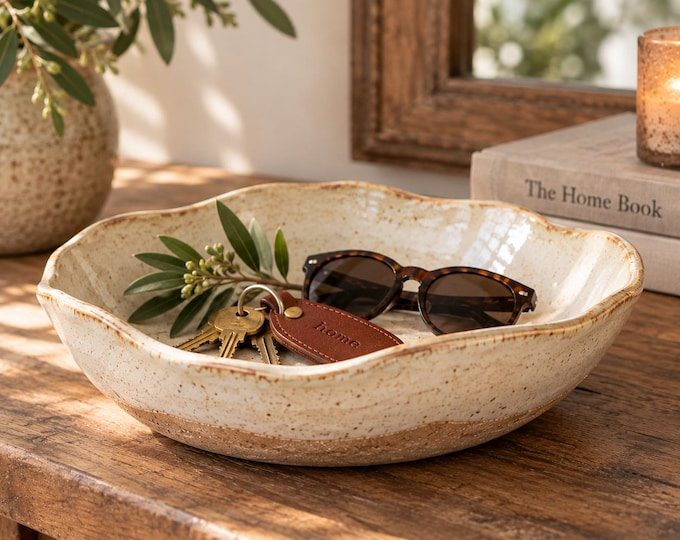 Handmade Ceramic Catchall Bowl, Rustic Stoneware Entryway Bowl, Keys and Sunglasses Dish, Organic Pottery, Housewarming Gift