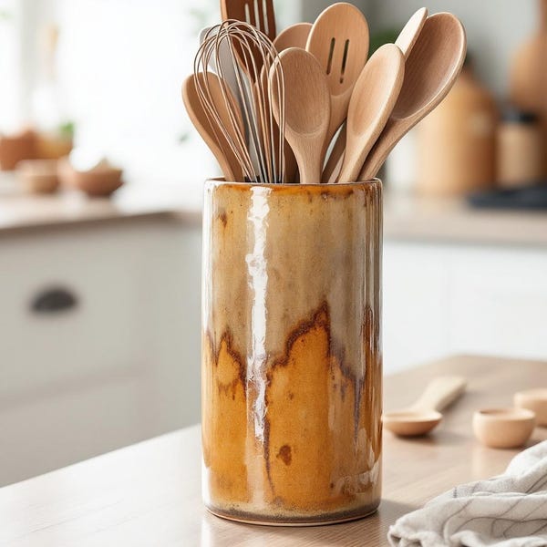 Utensil Holder, Hand Formed rustic pottery, kitchen utensils, ceramic, stoneware, kitchen accessories