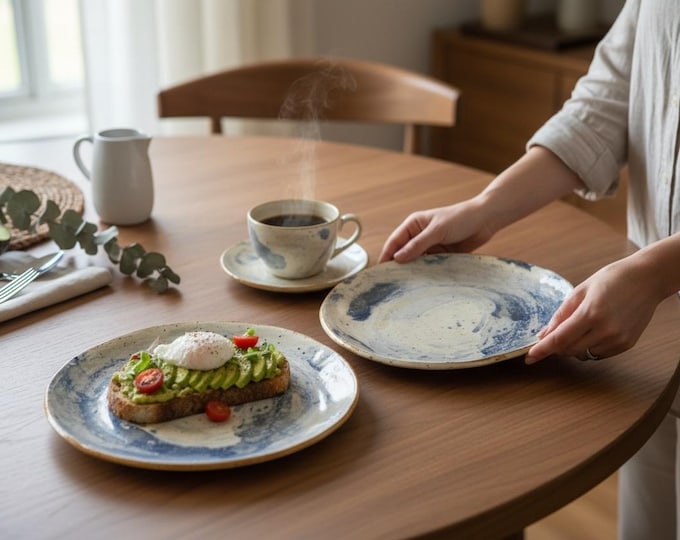 Hand Painted Dinnerware, Rustic Stoneware, original hand painted design, each is an original painting.