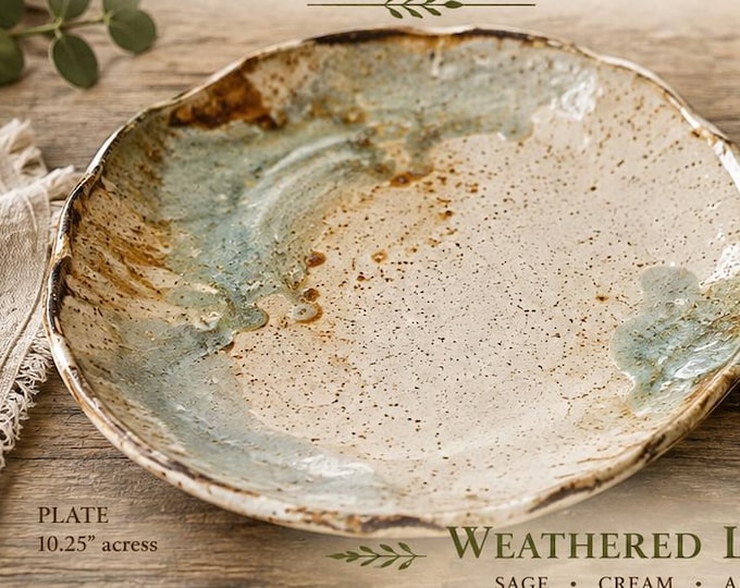 Handmade Stoneware Pasta Bowls, Rustic Sage Cream Glaze, Oven Safe, DW safe