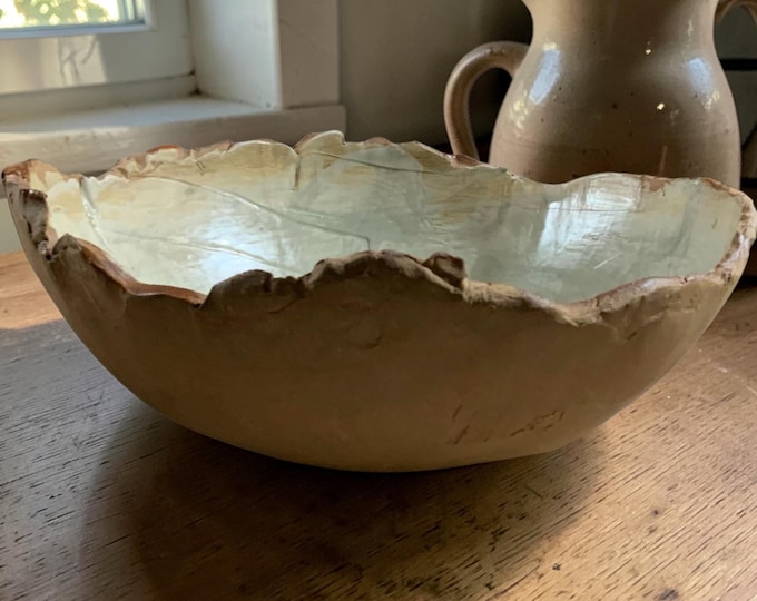 LARGE Serving Bowl, Rustic Pottery, Hand formed, custom glaze, farmhouse table, rustic tableware,