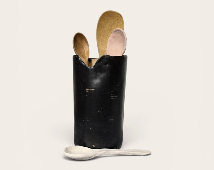 Utensil Holder, Hand Formed rustic pottery, kitchen utensils, ceramic, stoneware, kitchen accessories