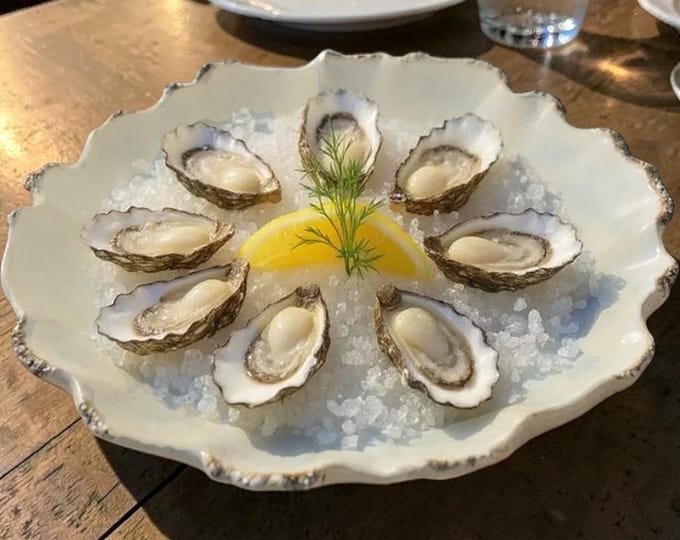 Handmade Oyster Platter – Rustic Stoneware Serving Plate – Ceramic Serving Tray – Farmhouse Tableware – Handformed Pottery Platter