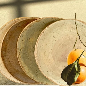 4 Dinner plates, Rustic Pottery, Dinnerware,  Rustic Plates, Farmhouse Table, 4 plates,9- 9.5” , rustic matte pottery