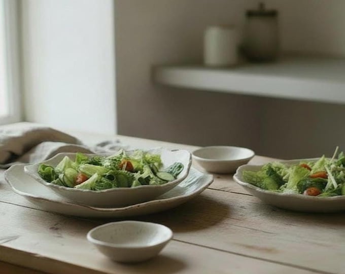 Handmade Stoneware Dinnerware,Rustic, Pottery Plates, Very Rustic,Hand formed, Durable, DW Safe