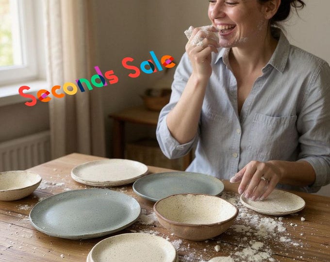 SECONDS SALE, Rustic Pottery, Dinnerware, Plates, Bowls, Rustic Pottery Nesting Plates, Hand formed, custom glaze, table