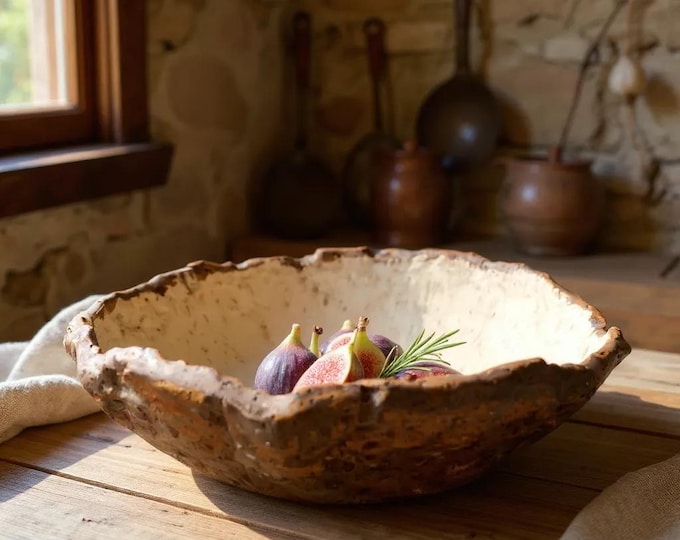 Serving Bowl, Rustic Pottery, Hand formed, custom glaze, farmhouse table, rustic tableware,