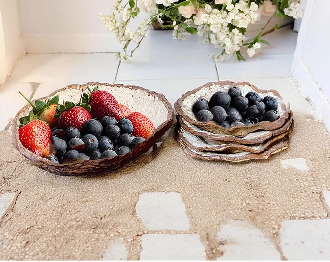 5 pc Dessert Set, Rustic Pottery Bowls,  Set of 5, Hand formed, custom glaze, farmhouse table, rustic tableware,