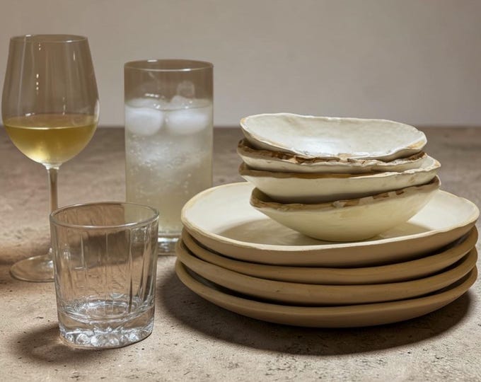Rustic Pottery Plate Sample Set, Hand-Formed Stoneware
