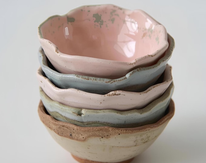 Rustic Pottery, SAMPLE SET, Rustic Dinnerware,  Set of 4 tiny small bowls