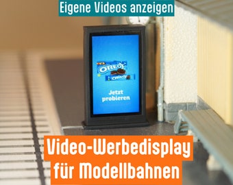 Video advertising display for model railways in H0, show your own videos